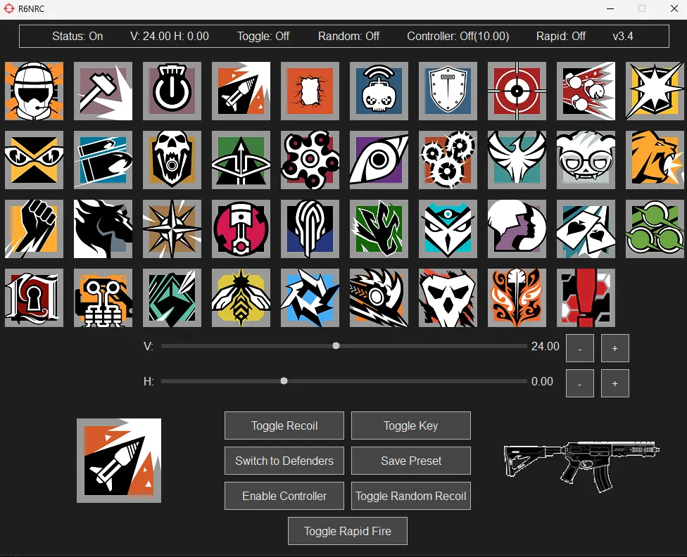 R6 No Recoil App Interface